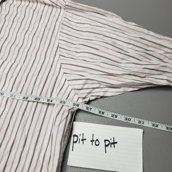 mens bcbgmaxazria pink and white striped button down shirt size XL - Picture 7 of 9